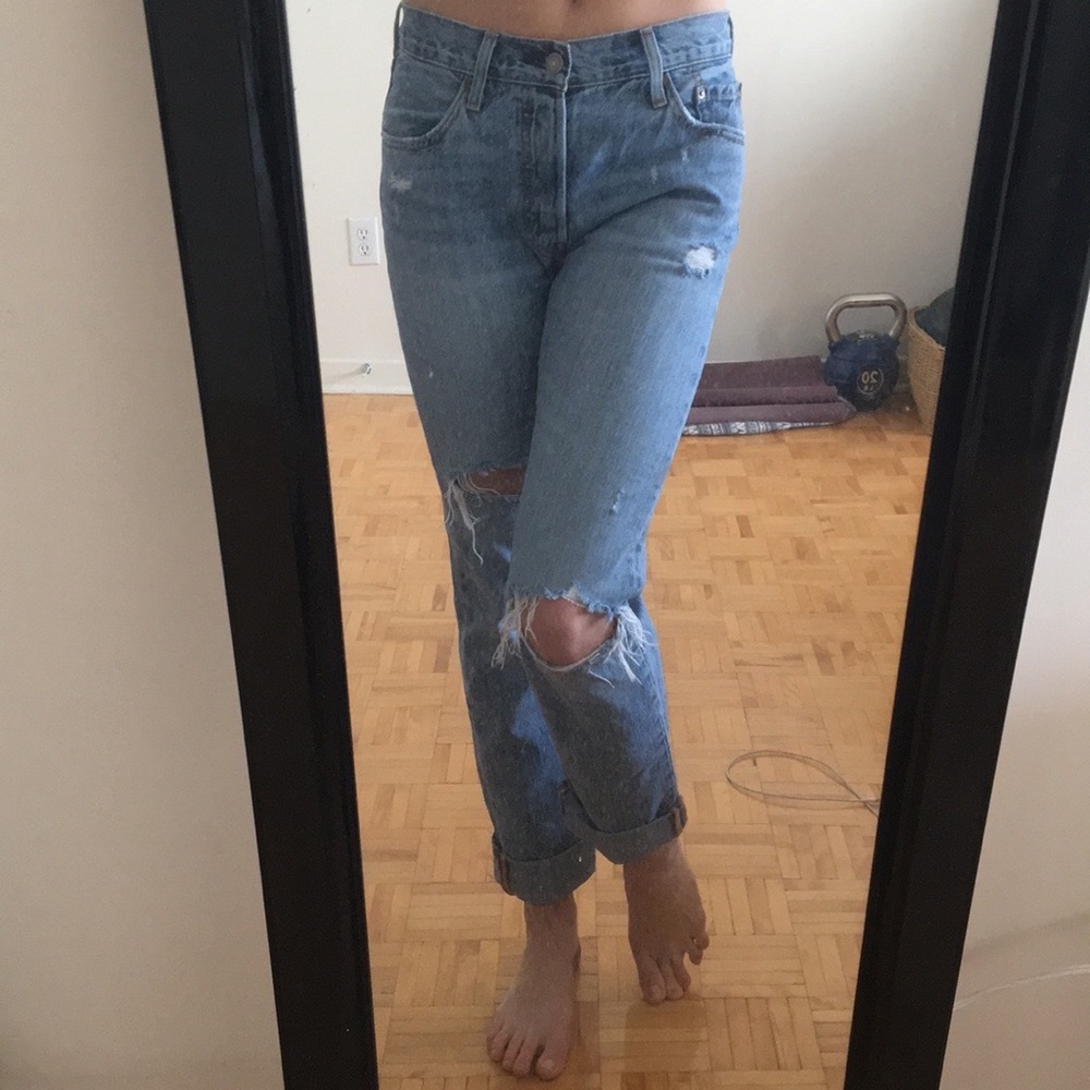 Levi’s distressed straight jeans